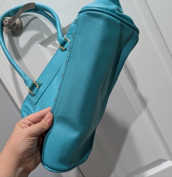 Lulu by Lulu Guinness Turquoise Blue Satchel with Gold Hardware - Picture 4 of 11